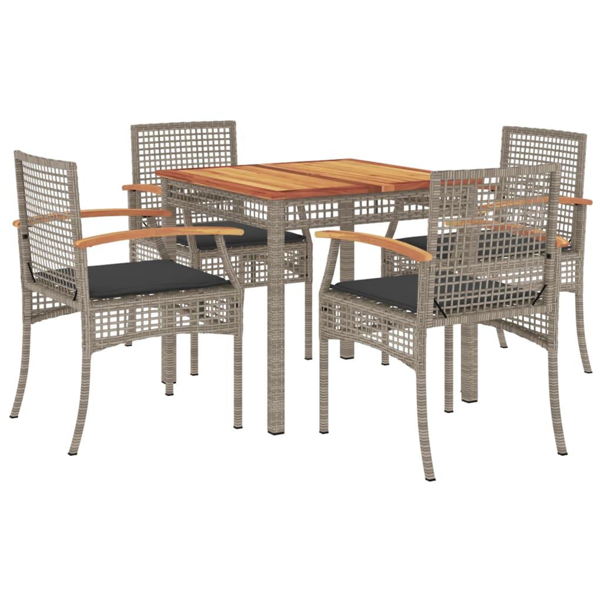 Voir la diapositive 2 : VIDAXL Ensemble a manger de jardin 5 pcs coussins gris resine tressee