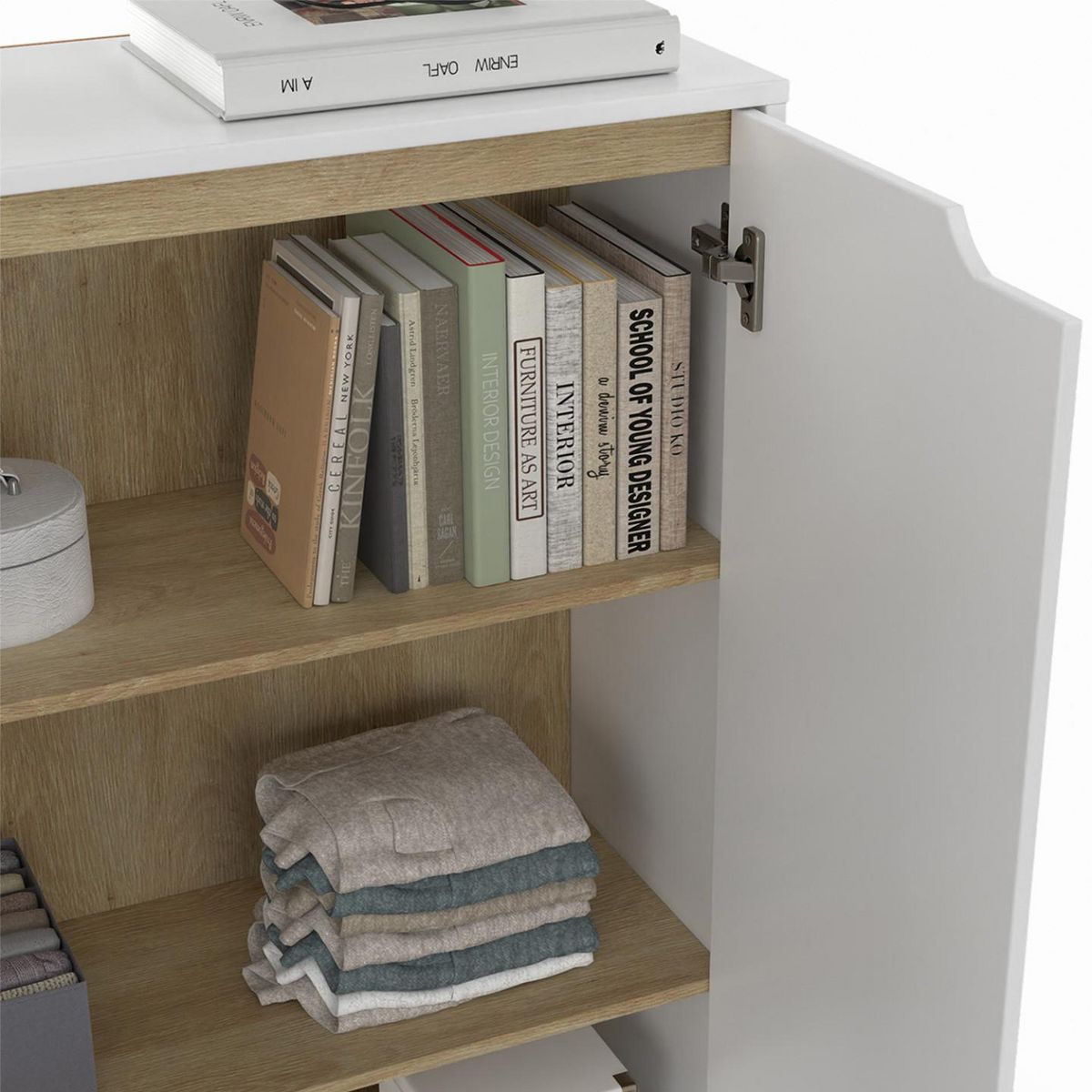 ID MARKET Meuble de rangement 2 portes HELSINKI scandinave blanc