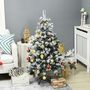 Voir la diapositive 2 : HOMCOM Sapin de Noël artificiel avec 28 pommes de pin arbre de Noël 269 branches enneigées support en acier socle pliable hauteur 120 cm vert