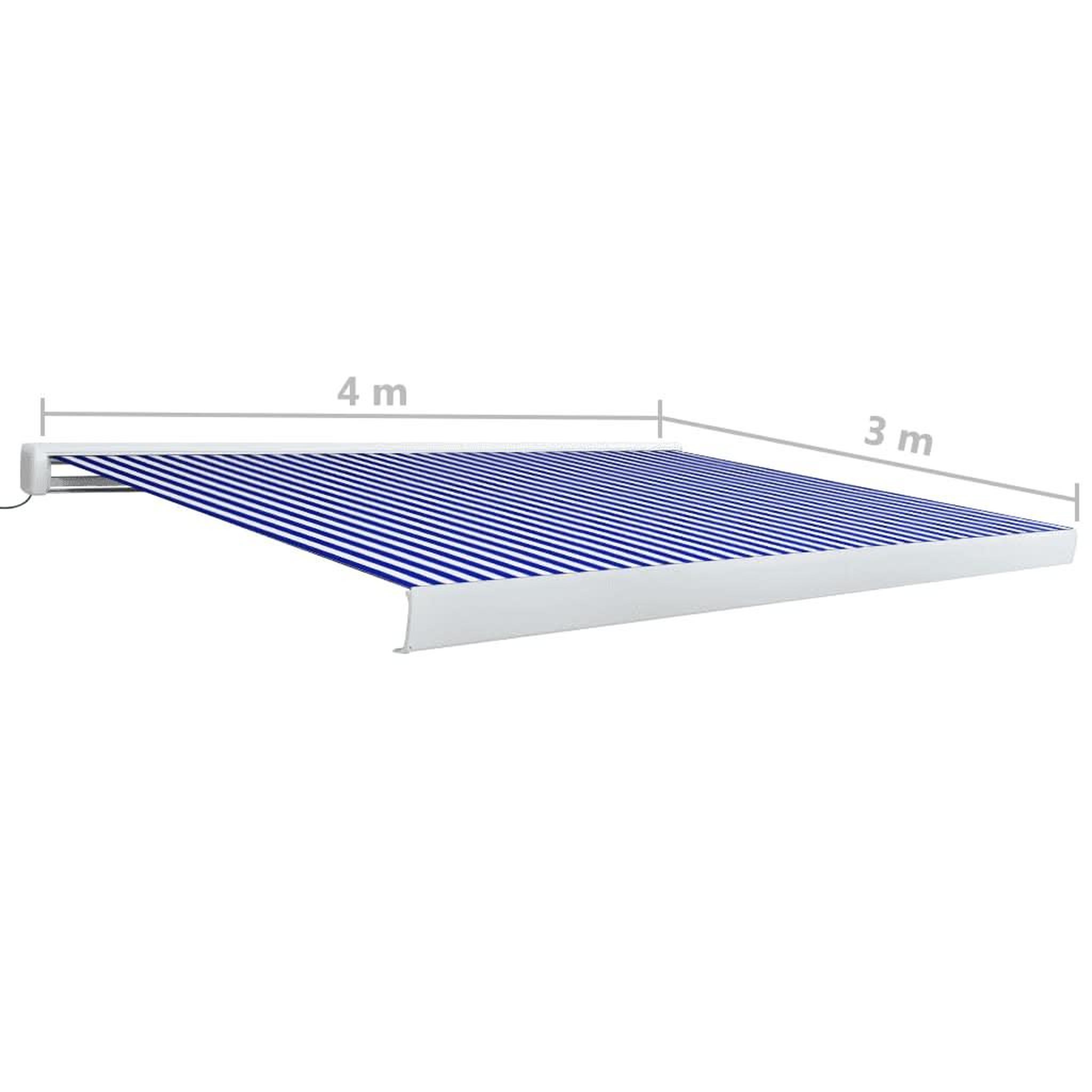 Voir la diapositive 6 : VIDAXL Store a cassette motorise 400x300 cm Bleu et blanc