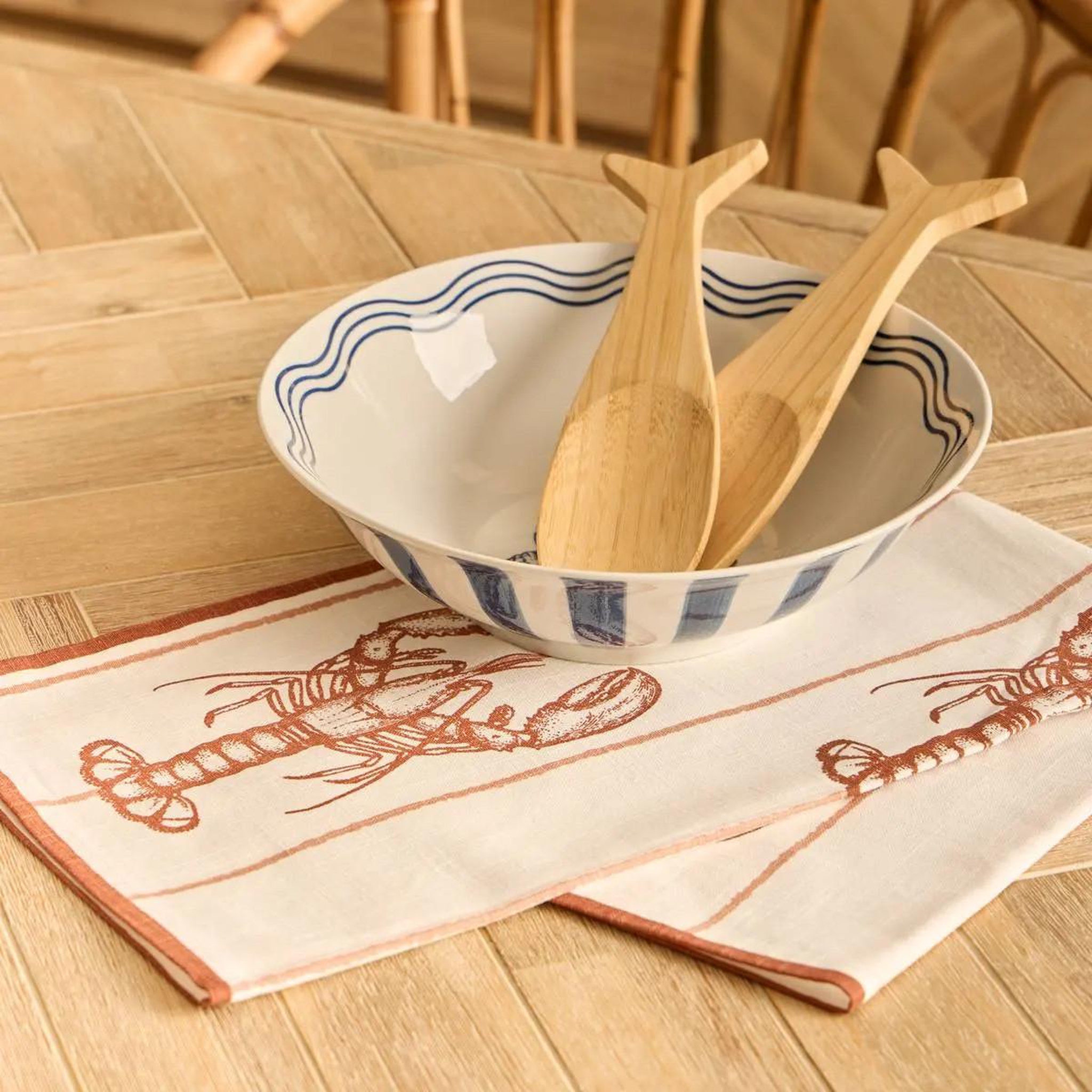 Voir la diapositive 2 : SECRET DE GOURMET Lot de 2 Couverts à Salade  Océania  25cm Naturel
