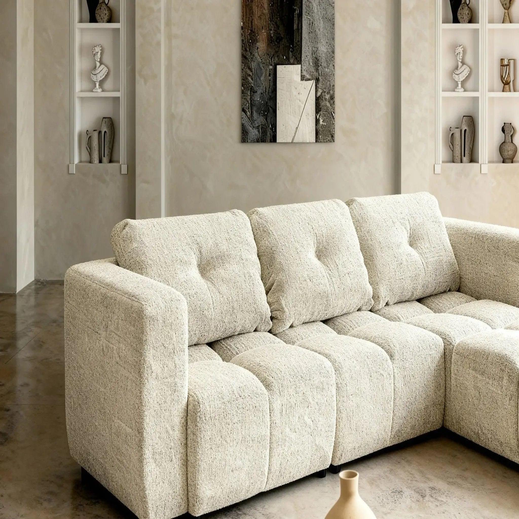 Voir la diapositive 4 : CASANOVA PARIS Romy 4 places - canapé d'angle convertible tissu chenille 4 places