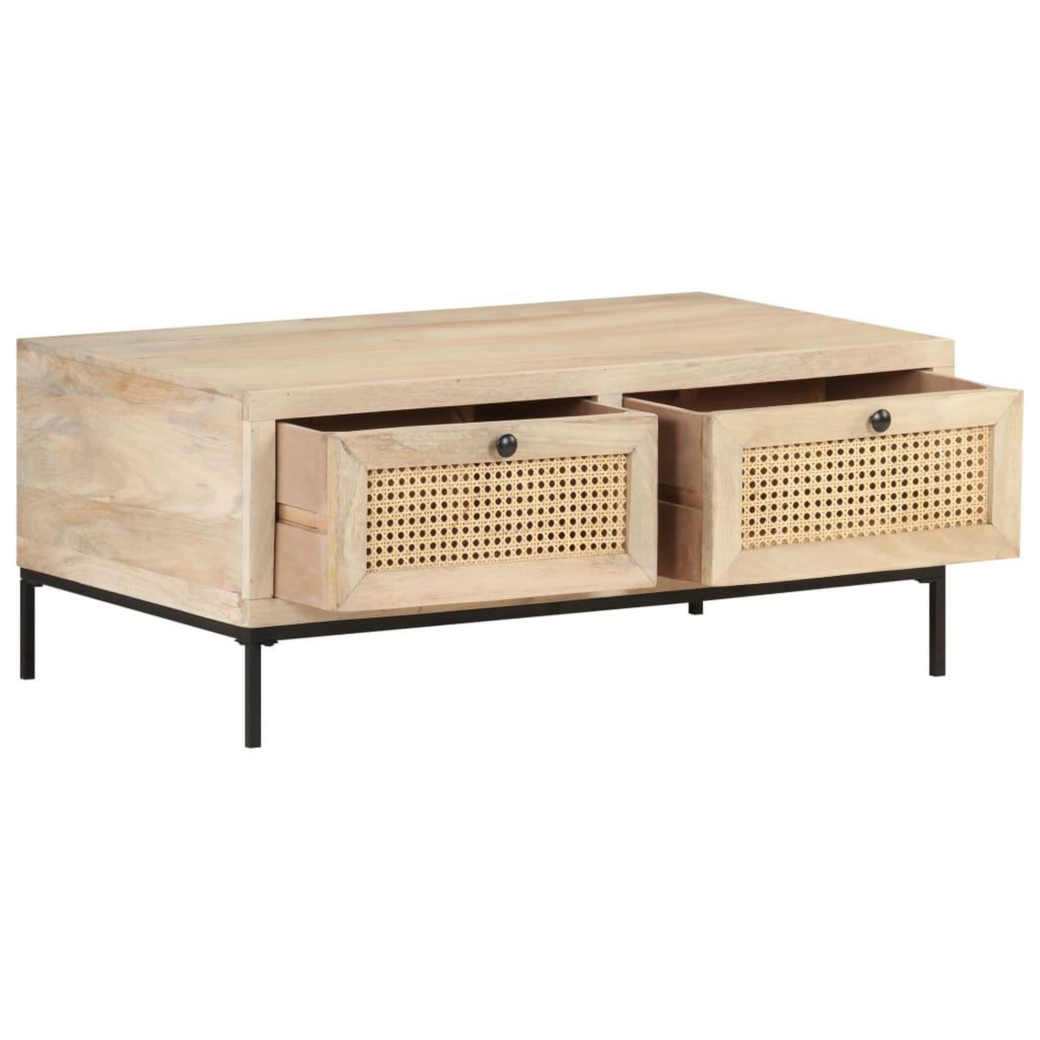 Voir la diapositive 3 : VIDAXL Table basse 90x50x37 cm bois de manguier et canne naturelle