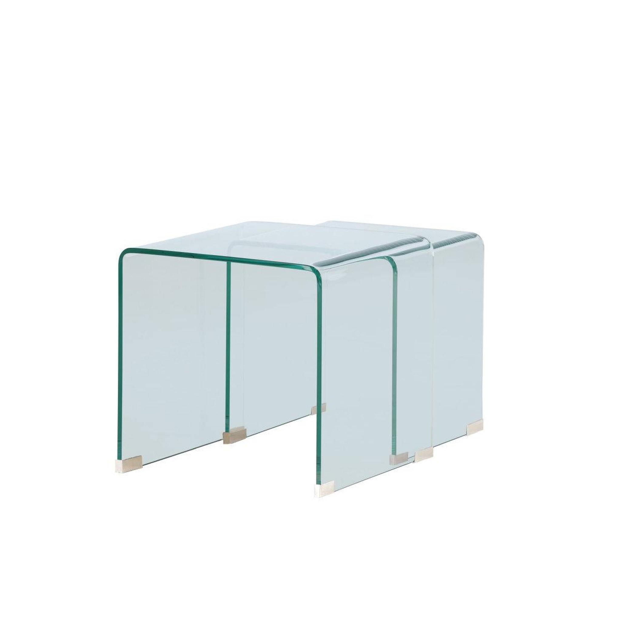 Voir la diapositive 4 : Paris Prix Lot de 2 tables d'appoint en verre  telemark  42cm transparent