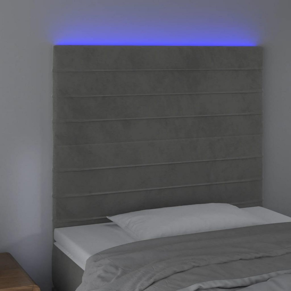 VIDAXL Tete de lit a LED Gris clair 90x5x118/128 cm Velours