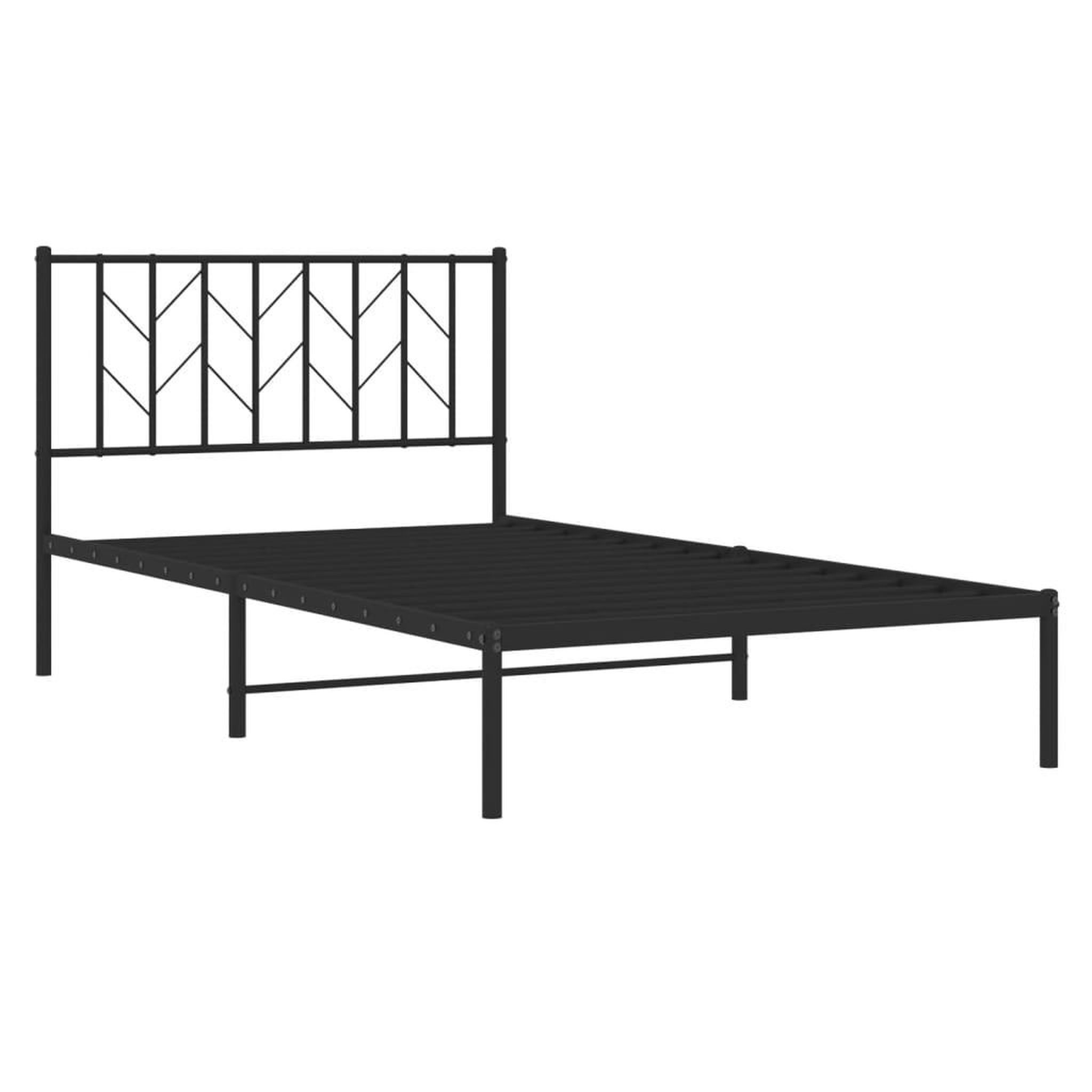 Voir la diapositive 4 : VIDAXL Cadre de lit metal sans matelas avec tete de lit noir 107x203cm