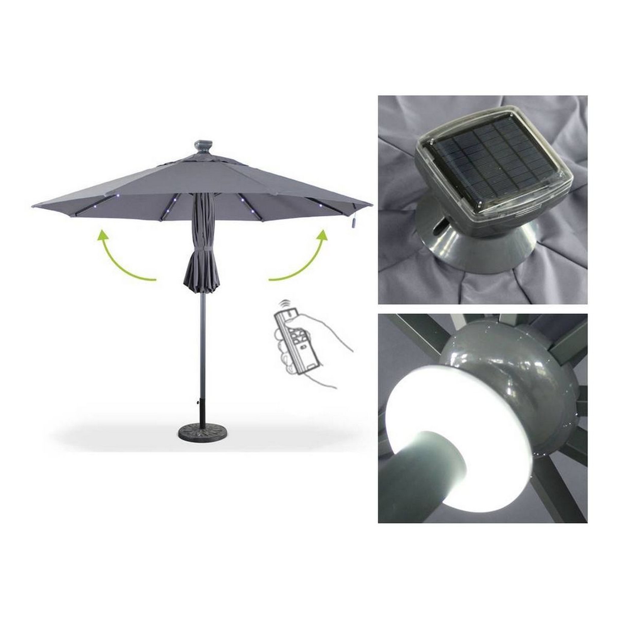 Voir la diapositive 6 : Givex Parasol droit à led gris LUXURY