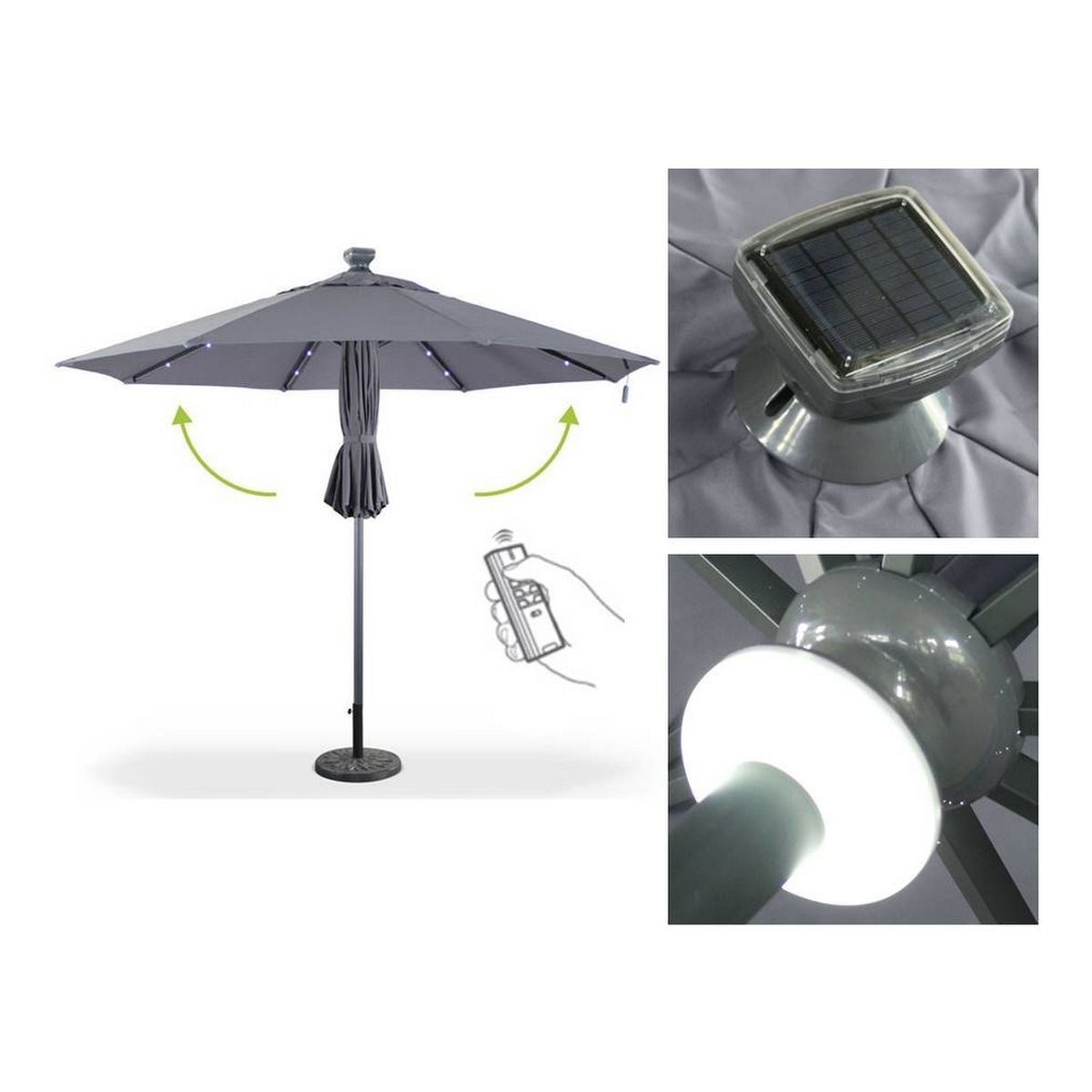 Givex Parasol droit à led gris LUXURY