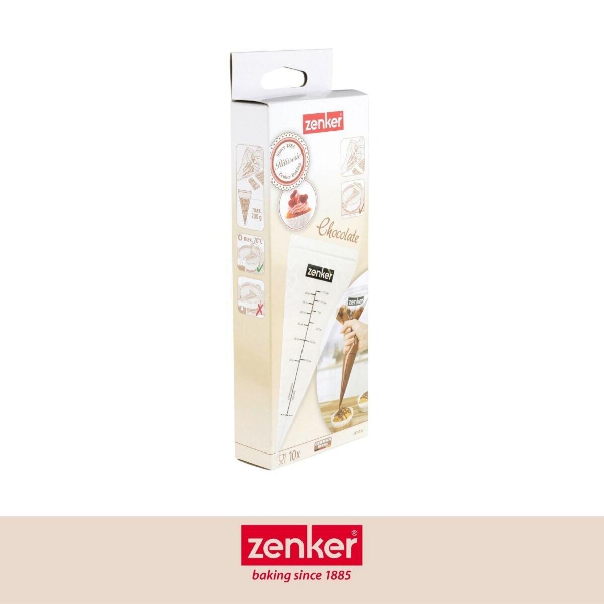 ZENKER Lot de 10 poches à douille graduées avec zip 30 cm Zenker Smart Pastry