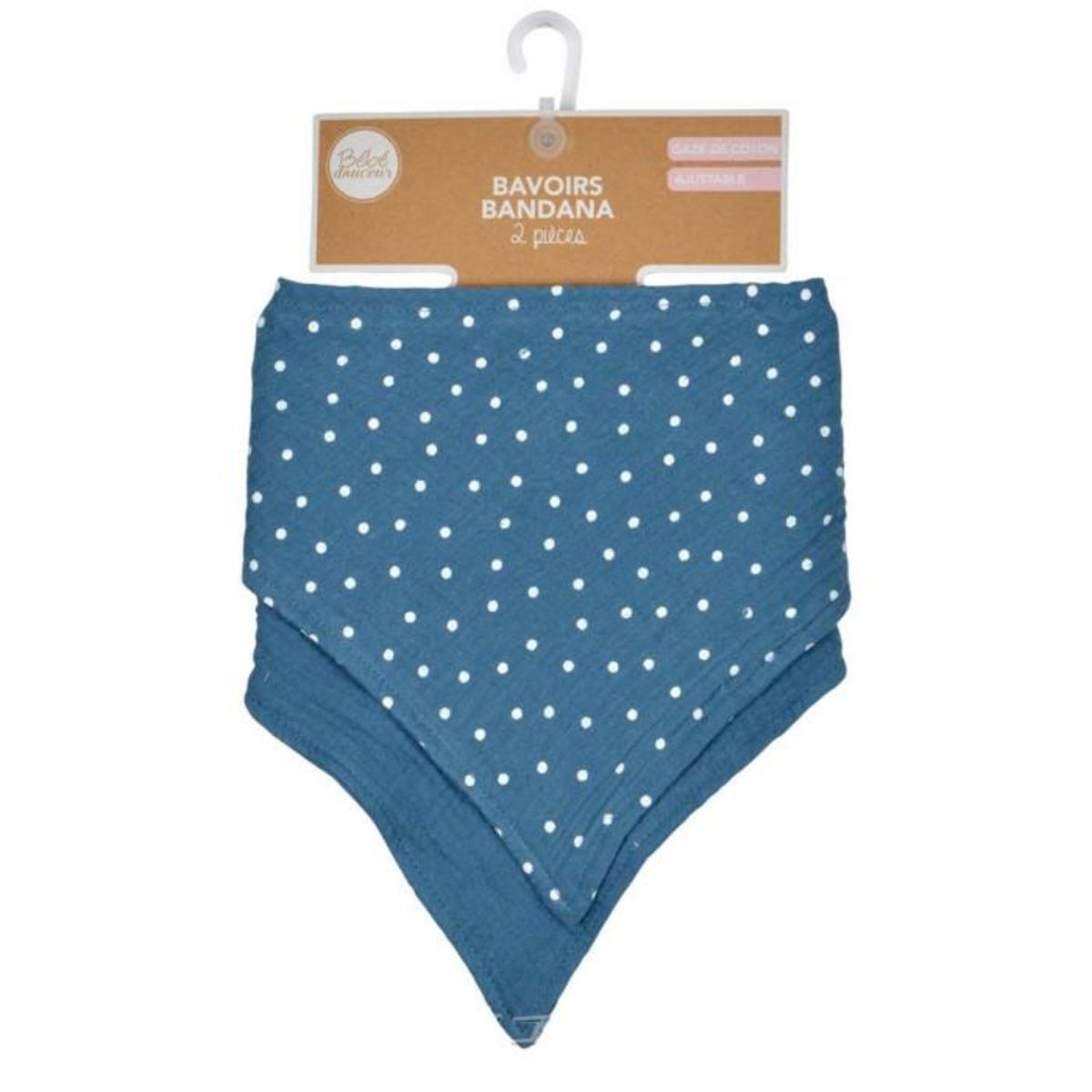 Paris Prix Lot de 2 Bavoirs Bébé  Bandana  41cm Bleu Foncé