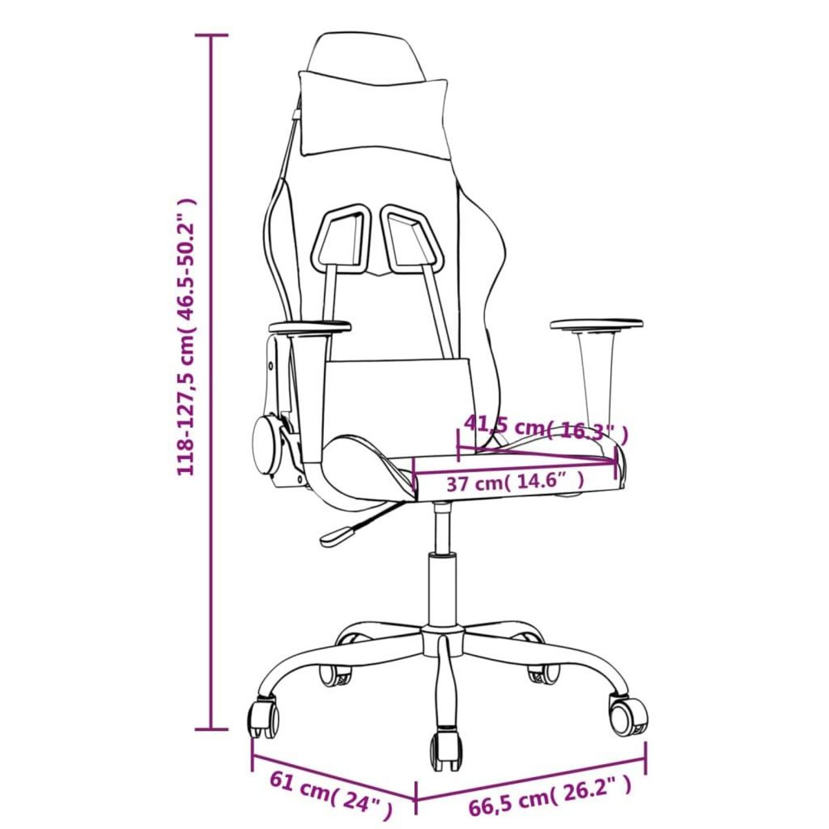 VIDAXL Chaise de jeu de massage Blanc et noir Similicuir