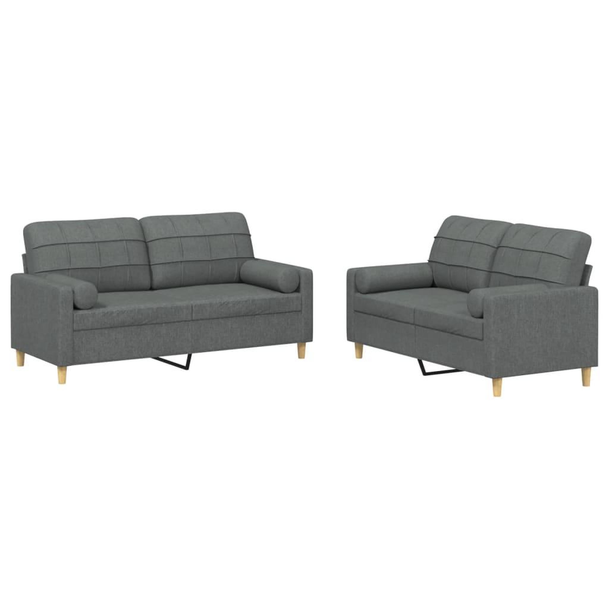 Voir la diapositive 2 : VIDAXL Ensemble de canapes 2 pcs coussins gris fonce tissu