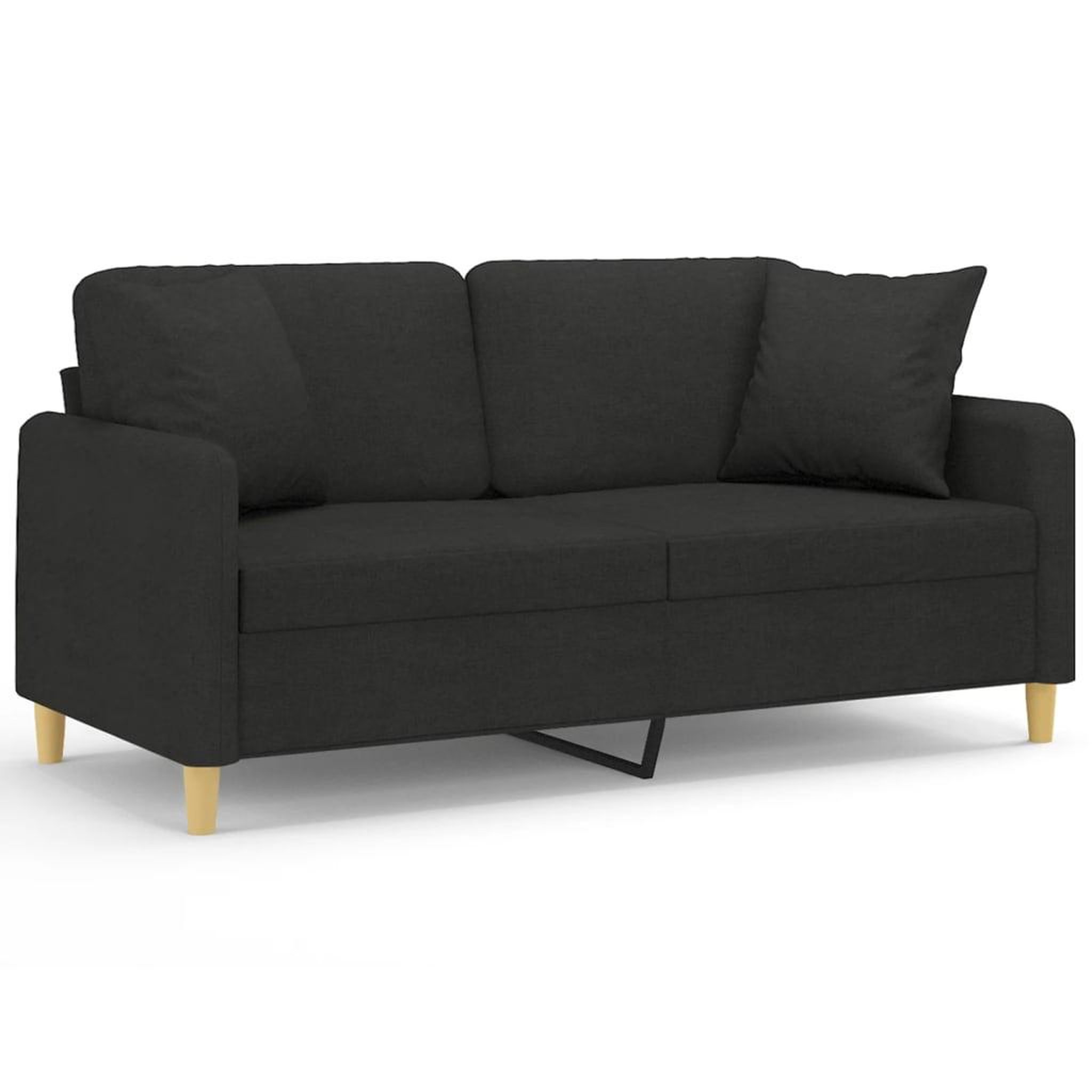 Voir la diapositive 2 : VIDAXL Canape 2 places avec oreillers decoratifs noir 140 cm tissu