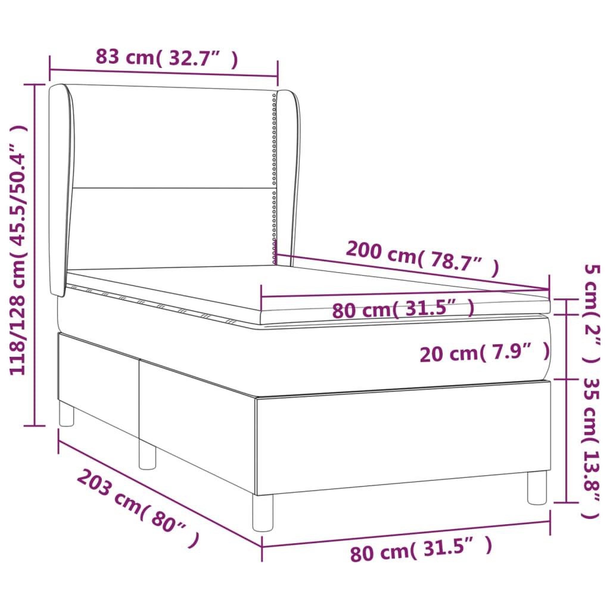 Voir la diapositive 6 : VIDAXL Sommier a lattes de lit avec matelas Creme 80x200 cm Tissu