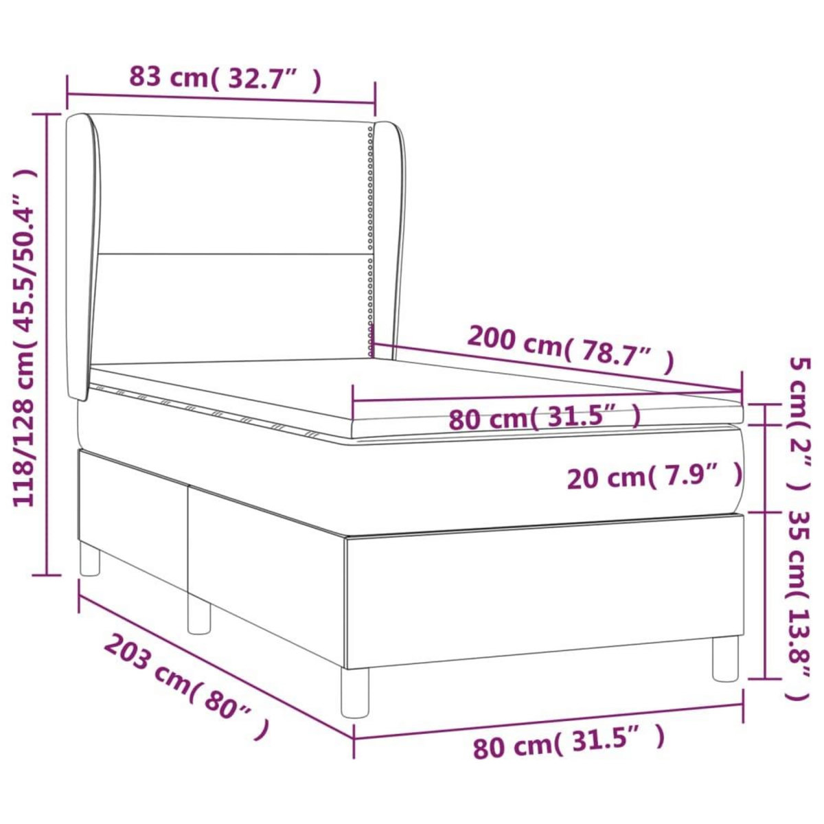VIDAXL Sommier a lattes de lit avec matelas Creme 80x200 cm Tissu