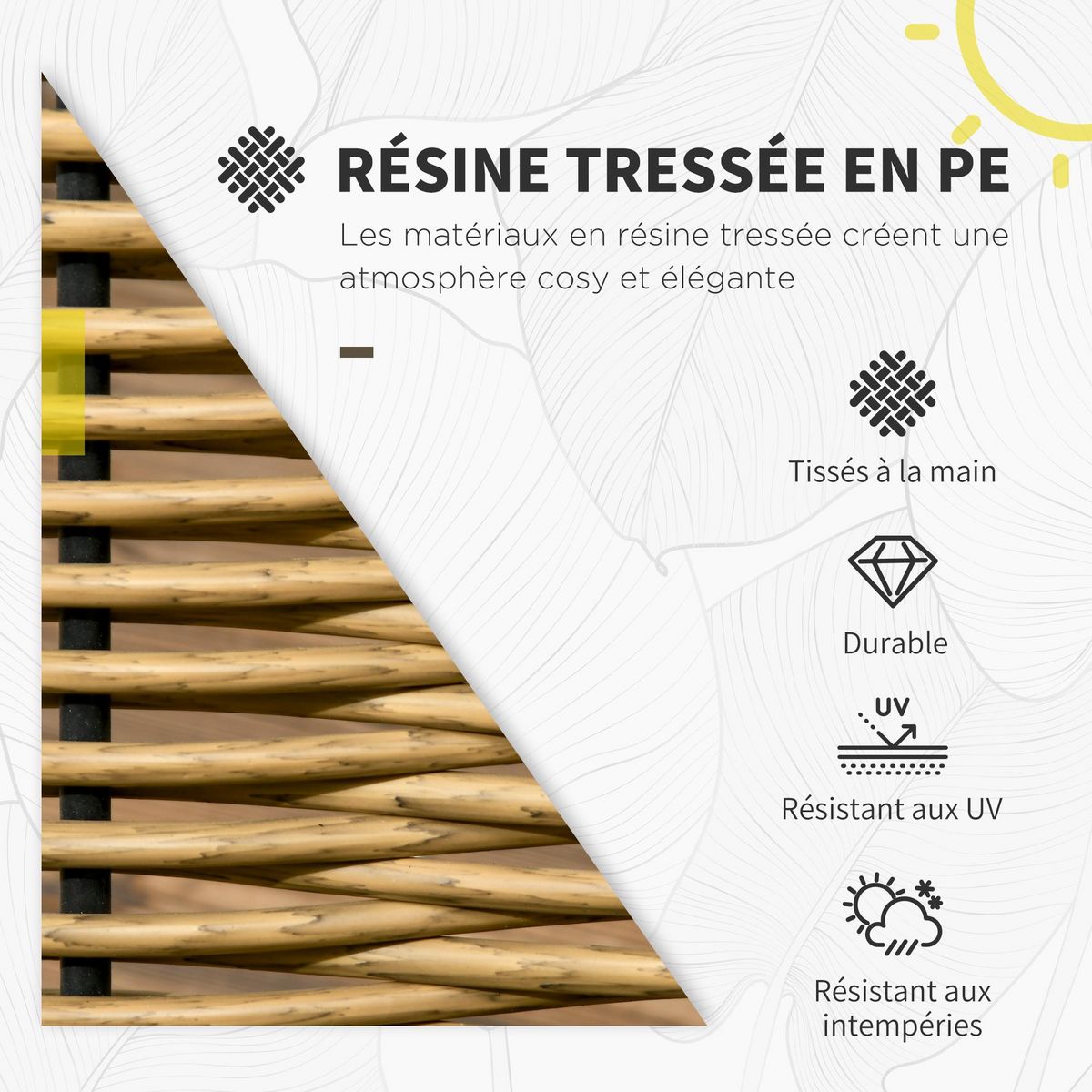 OUTSUNNY Ensemble salon de jardin d'angle style colonial 6 places 5 pièces coussins gris alu. noir résine tressée aspect rotin