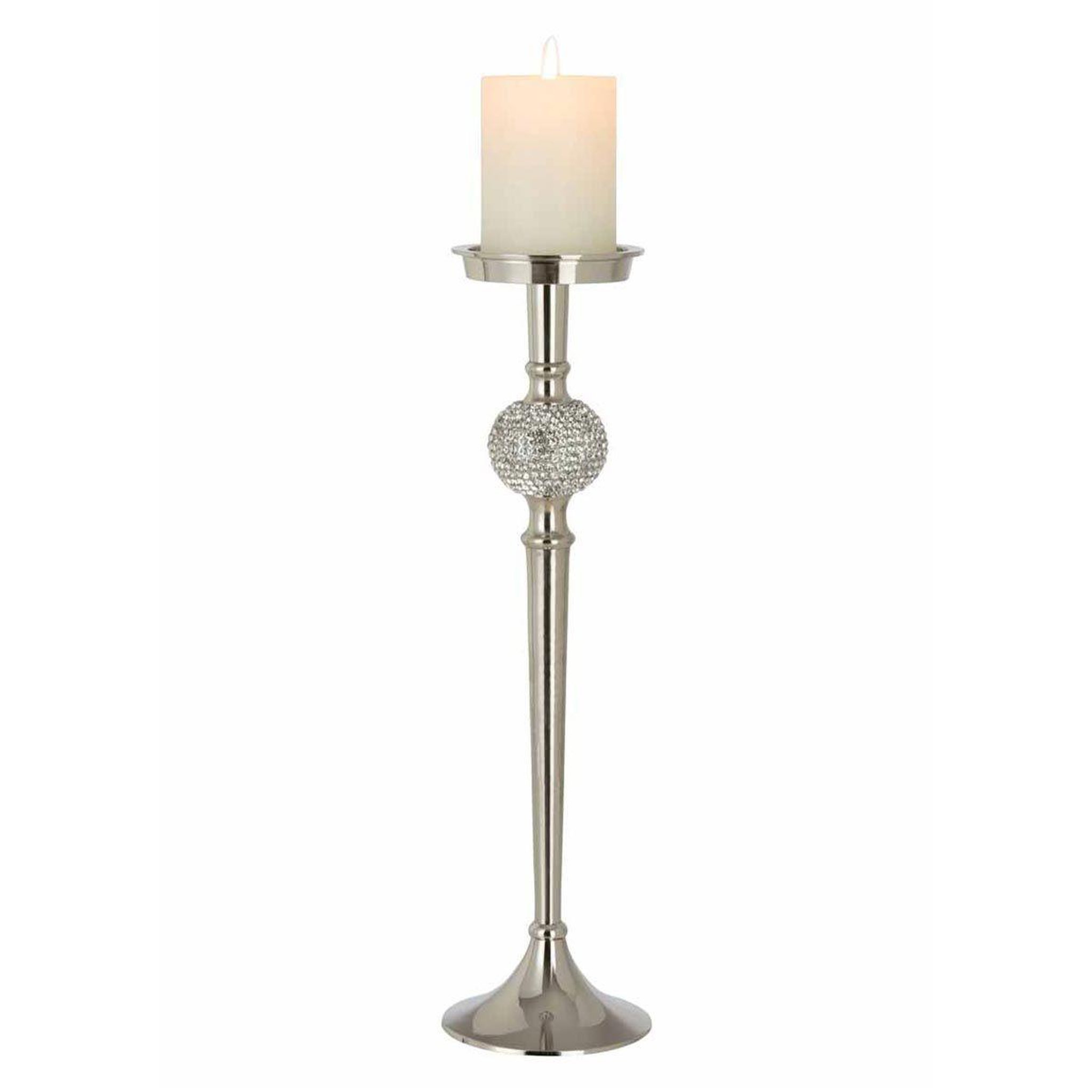 Voir la diapositive 2 : J-LINE Bougeoir Design  Sphère Diamant  41cm Argent