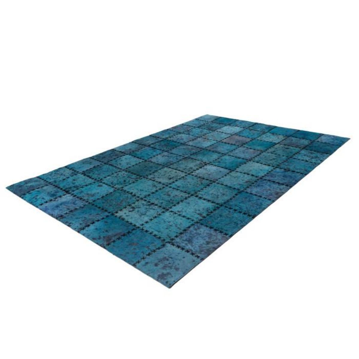 Paris Prix Tapis Patchwork en Cuir Fait Main  Voila  Turquoise