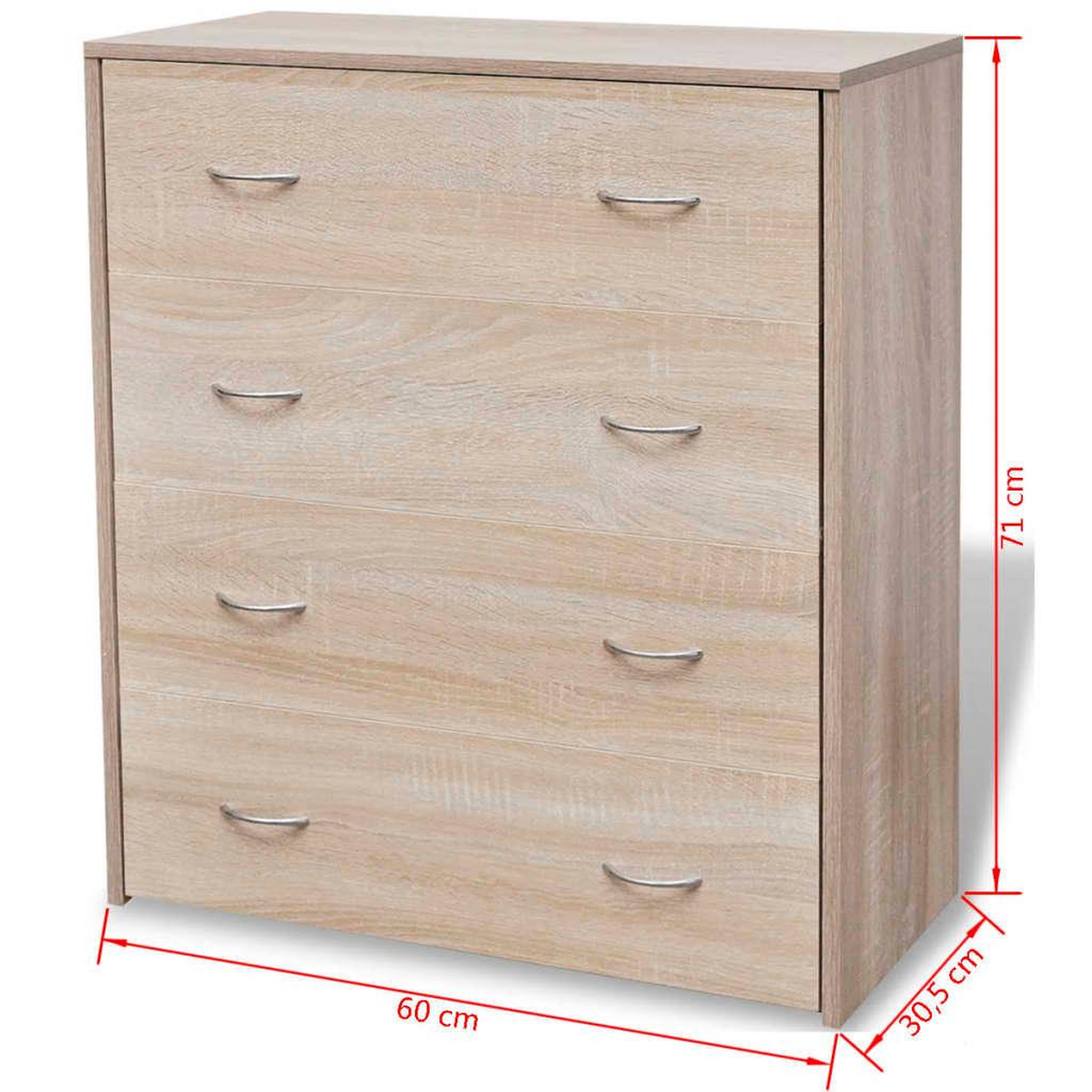 Voir la diapositive 6 : VIDAXL Buffet avec 4 tiroirs 60 x 30,5 x 71 cm Couleur de chene