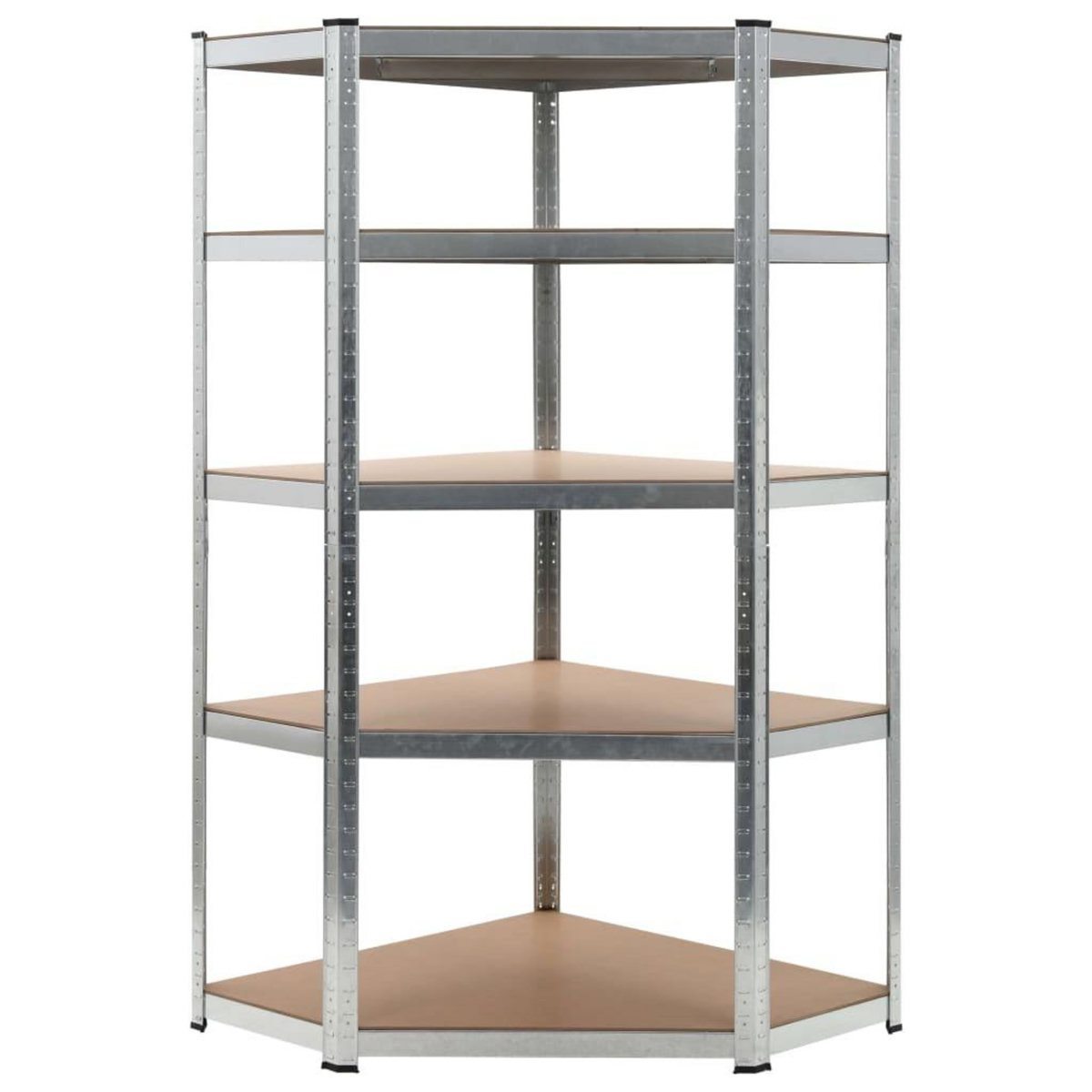 VIDAXL Etagere d'angle a 5 niveaux Argente Acier et bois d'ingenierie