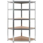 VIDAXL Etagere d'angle a 5 niveaux Argente Acier et bois d'ingenierie