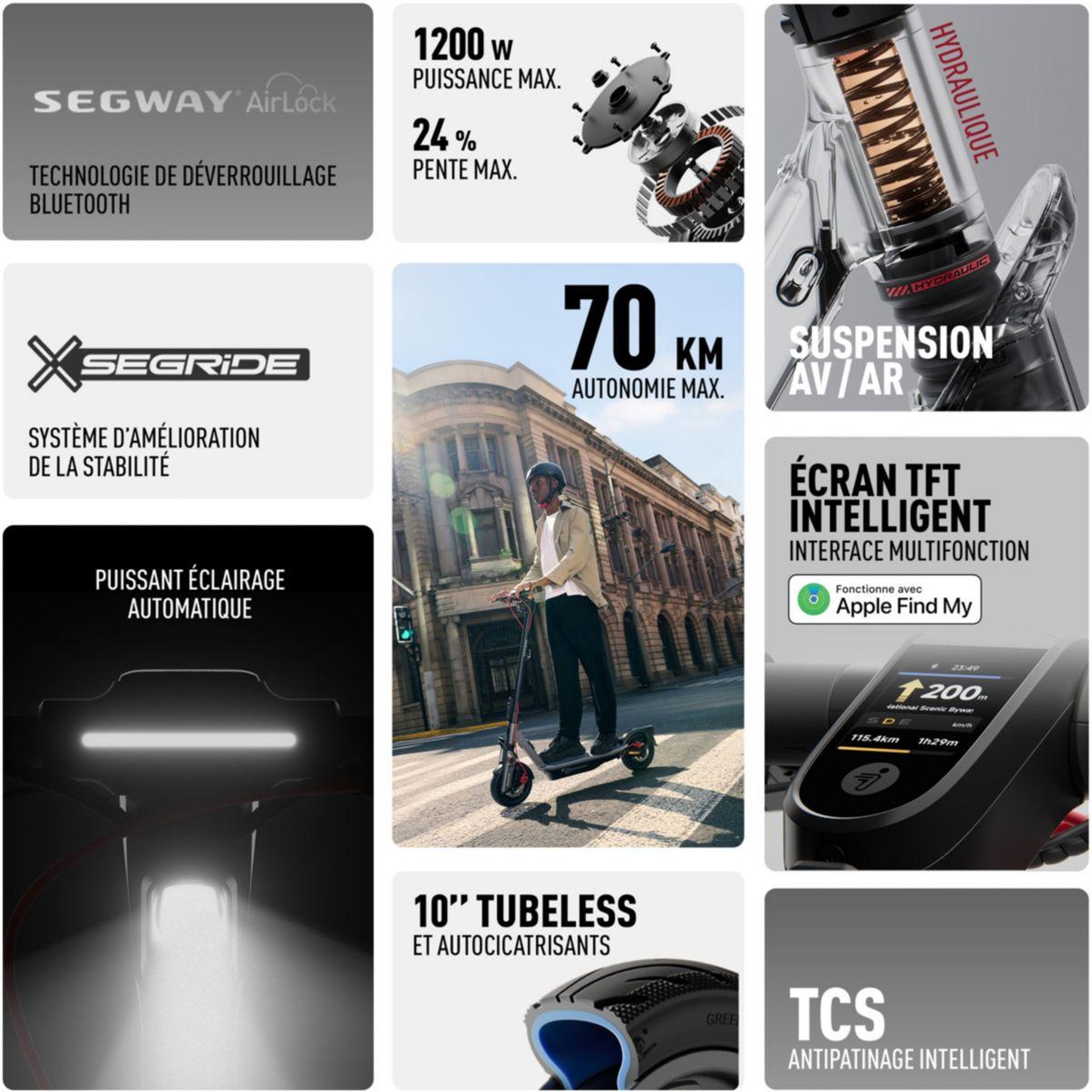 Voir la diapositive 2 : Segway Trottinette électrique f3 pro e