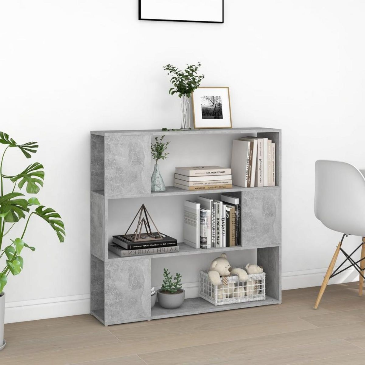 VIDAXL Bibliotheque/Separateur de piece Gris beton 100x24x94 cm