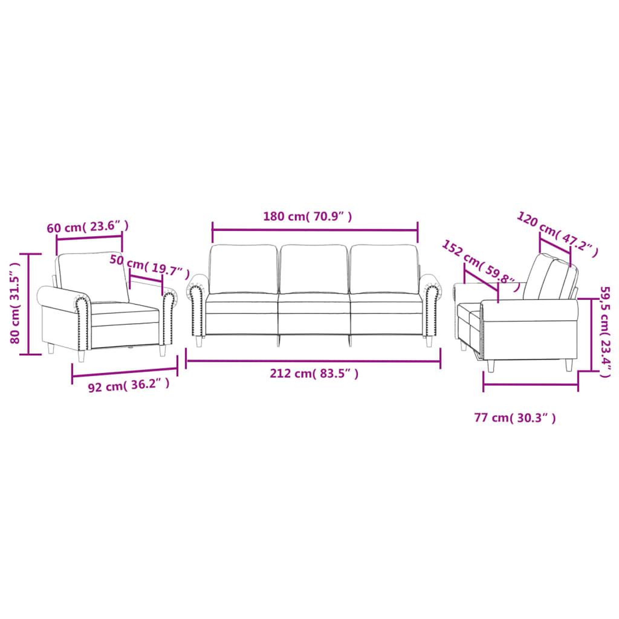 Voir la diapositive 6 : VIDAXL Ensemble de canapes 3 pcs avec coussins Marron Velours