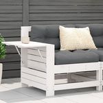 VIDAXL Canape de jardin accoudoir et coussin blanc bois massif de pin