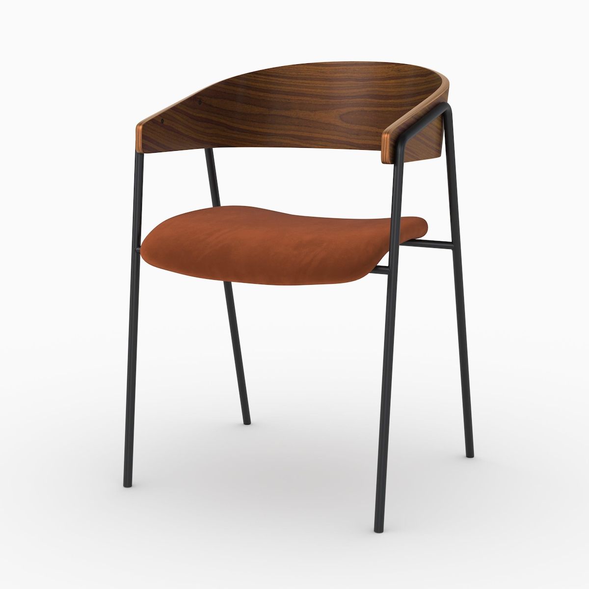 Rendez vous déco Lot de 2 chaises en velours terracotta et bois de noyer-Esmée