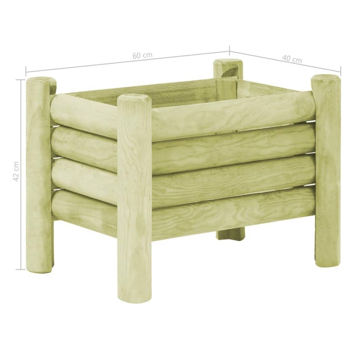 VIDAXL Lit sureleve de jardin Bois de pin impregne 60x40x42 cm