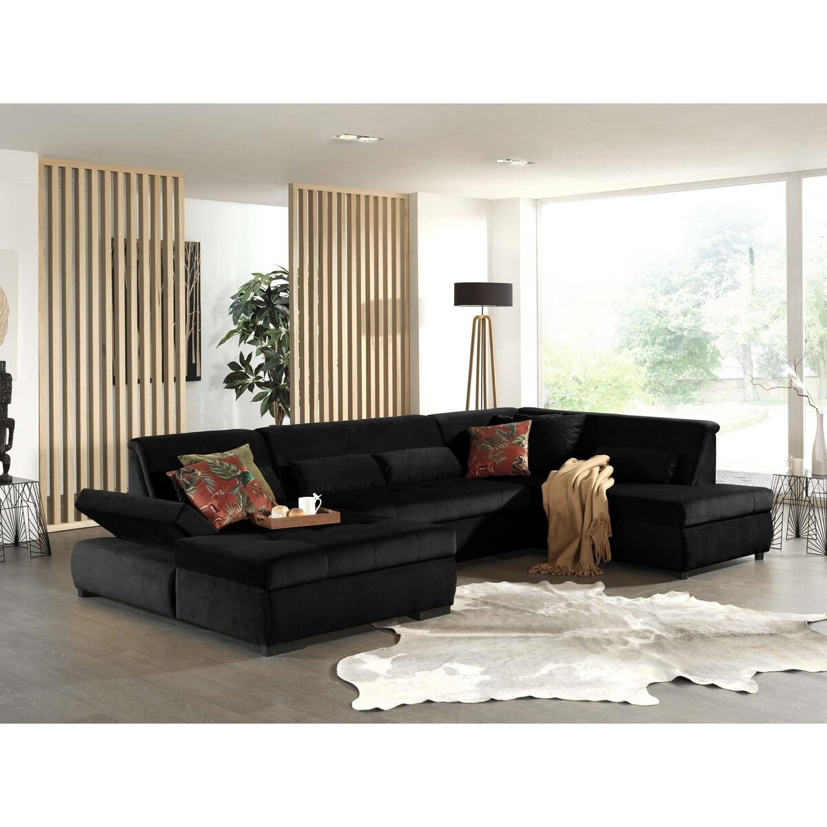 LISA DESIGN Vermont - canapé panoramique d'angle droit - 7 places - xxl - en velours