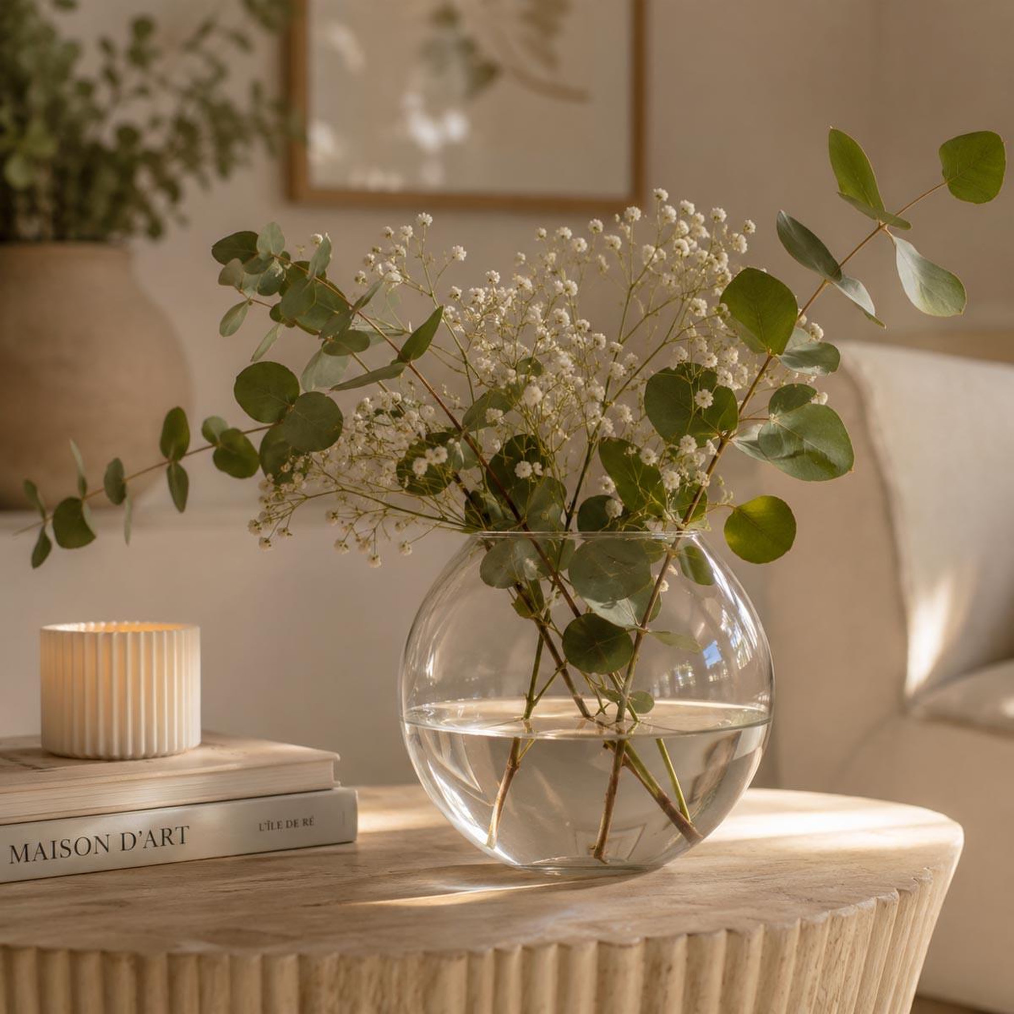 Voir la diapositive 3 : ATMOSPHERA Vase en verre  boule  30cm transparent