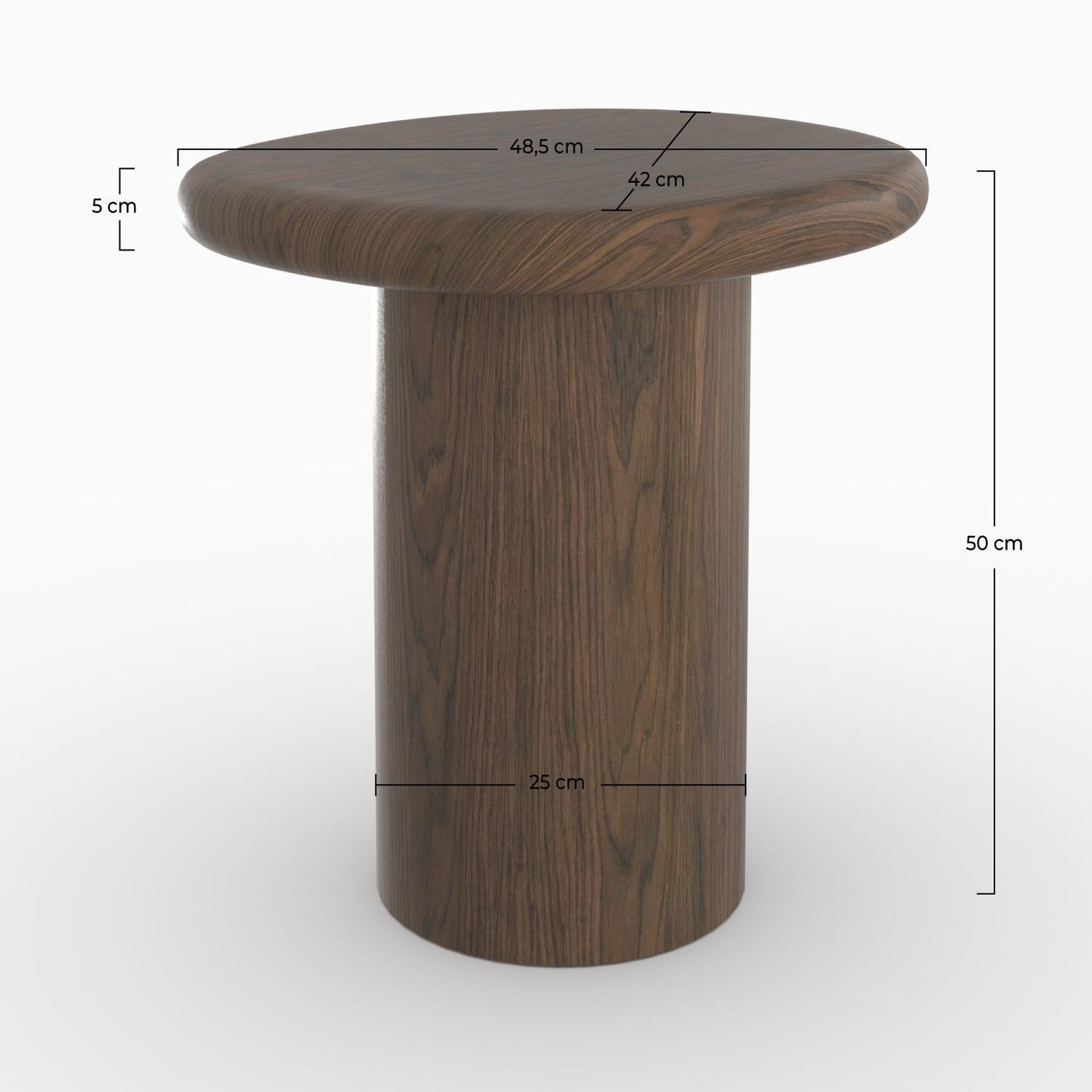 Voir la diapositive 4 : MAISON PAVANE Table d'appoint en placage noyer, D48,5 cm-Nubia