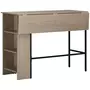 HOMCOM Table de bar extensible design industriel - 3 étagères intégrées - châssis métal noir panneaux particules aspect bois gris