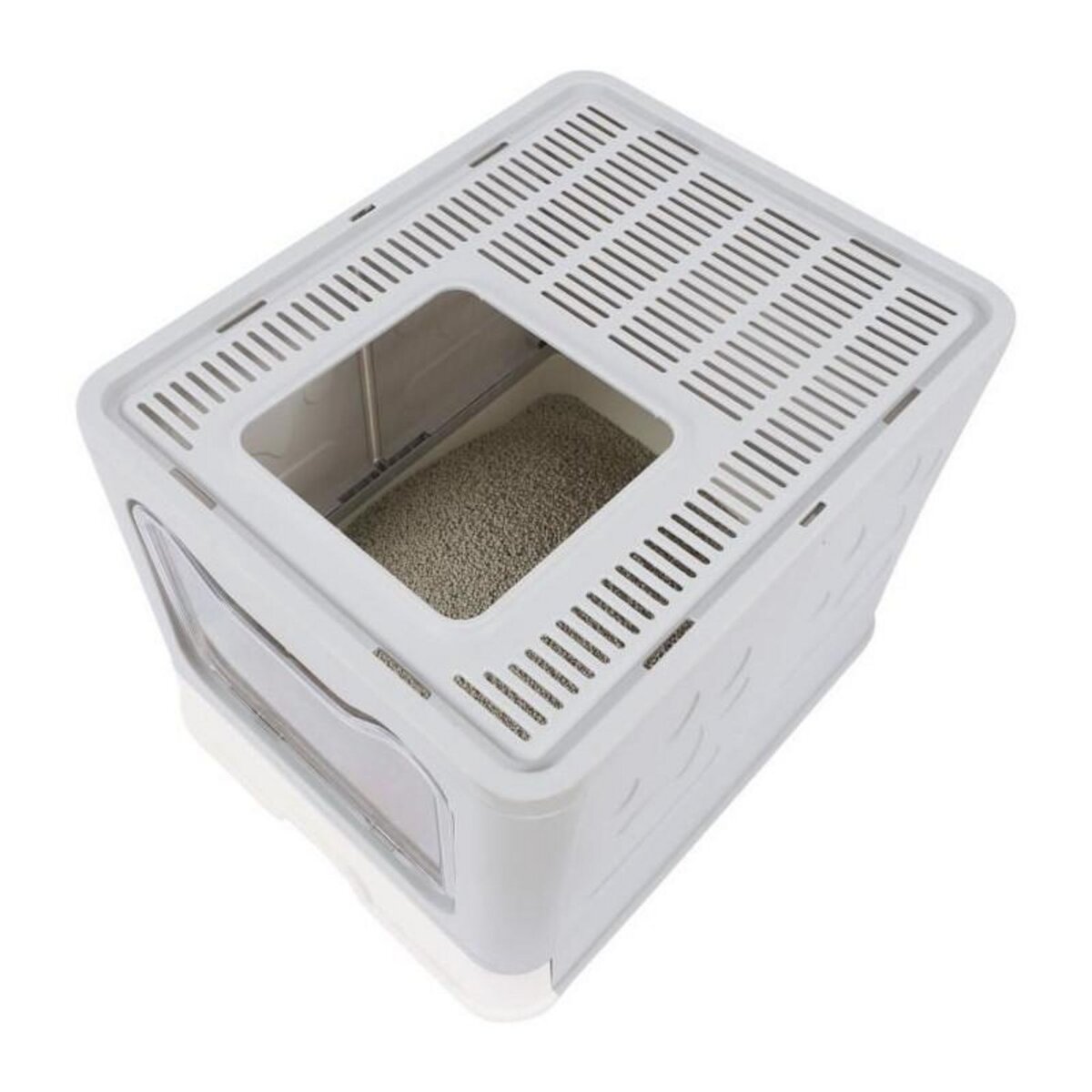 M PETS Maison de toilette - M PETS - SILE TOP - Gris - 51 x 41 x 12.5 cm - Pratique, démontable, tiroir coulissant, pelle incluse