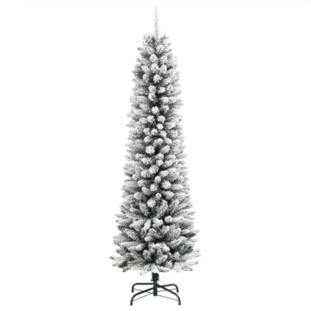VIDAXL Sapin de Noël artificiel mince avec neige floquée 120 cm PVC PE