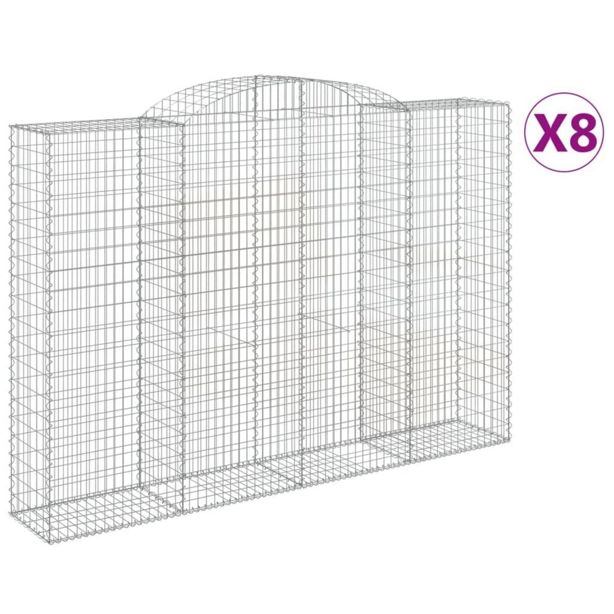 VIDAXL Paniers a gabions arques 8 pcs 300x50x200/220 cm Fer galvanise