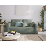 BEST MOBILIER Topaze - canapé droit 2 places - en tissu velours relief. Coloris disponibles : Beige, Orange, Gris, Marron, Vert