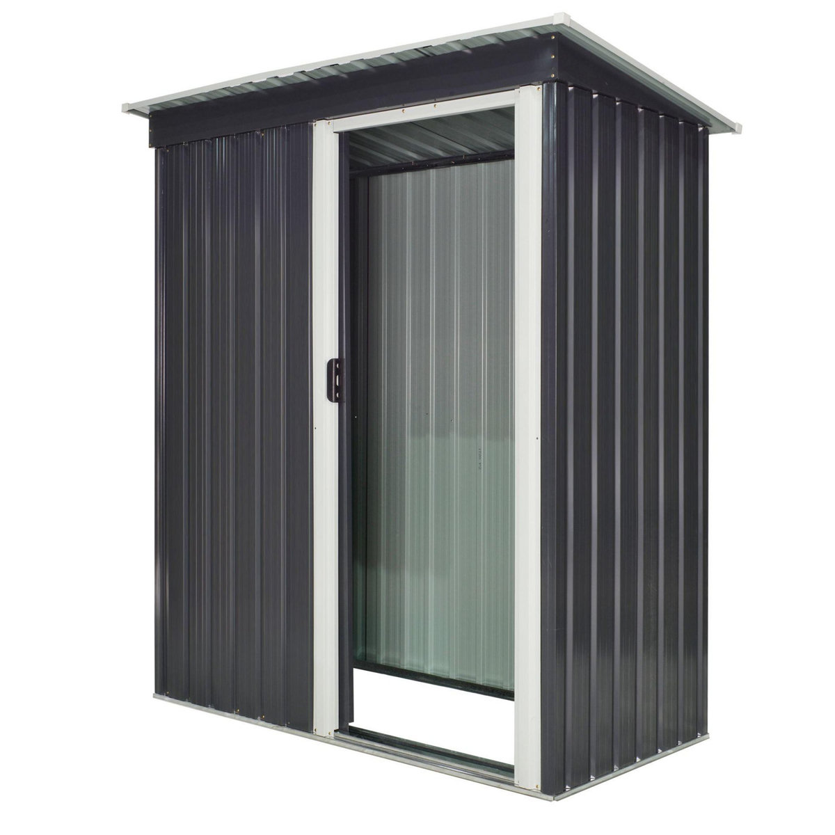 OUTSUNNY Abri de jardin - remise pour outils - cabanon porte coulissante - dim. 163L x 89l x 182H cm - tôle d'acier noir blanc