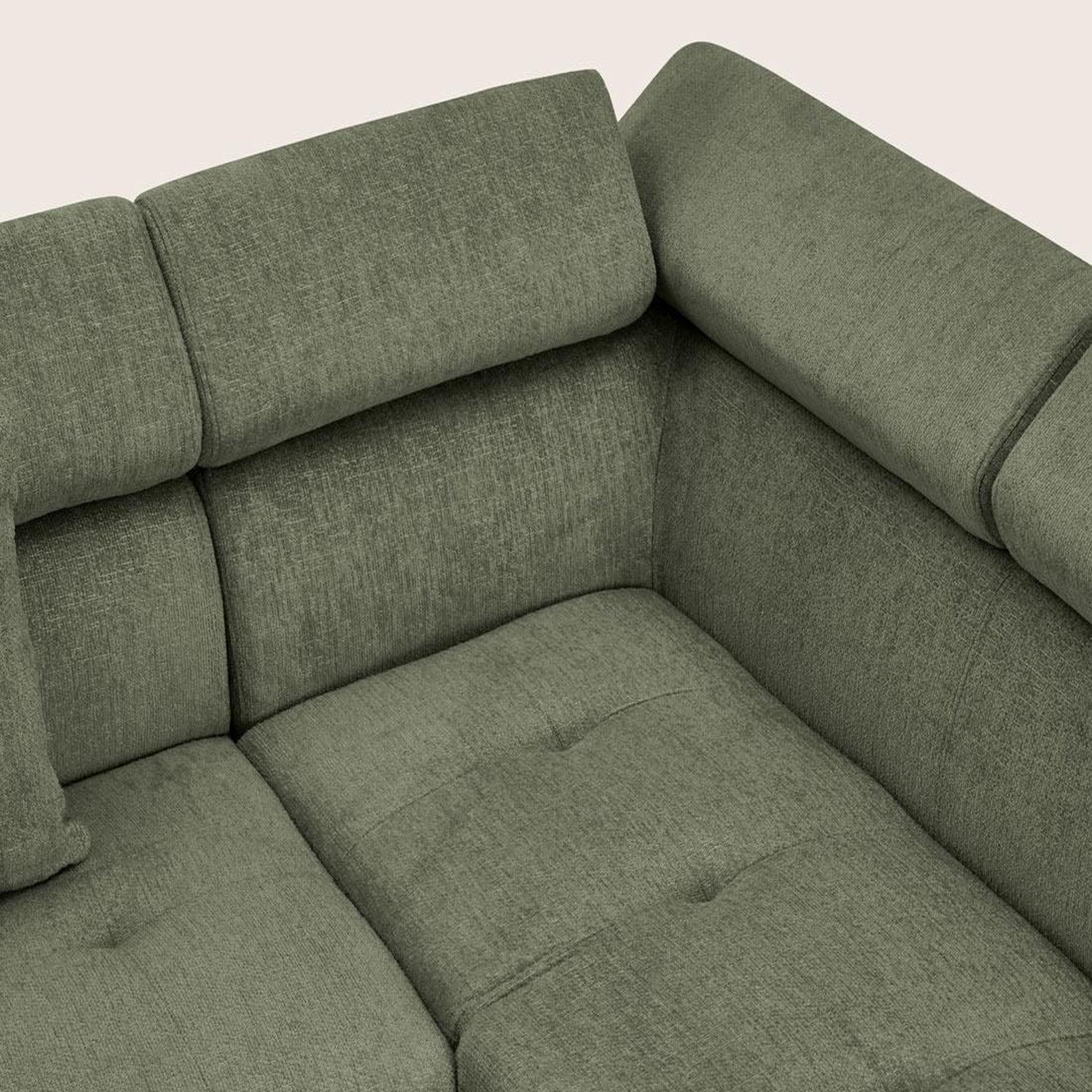 Voir la diapositive 6 : BEST MOBILIER Margaux - canapé d'angle droit 5 places convertible avec coffre et têtières réglables en velours texturé