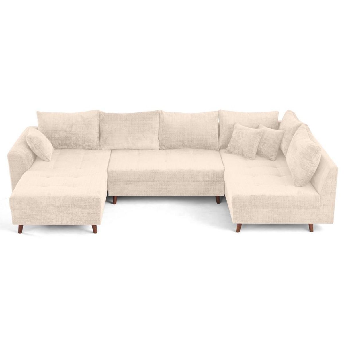 LISA DESIGN Rune - canapé panoramique d'angle droit 7 places en velours texturé