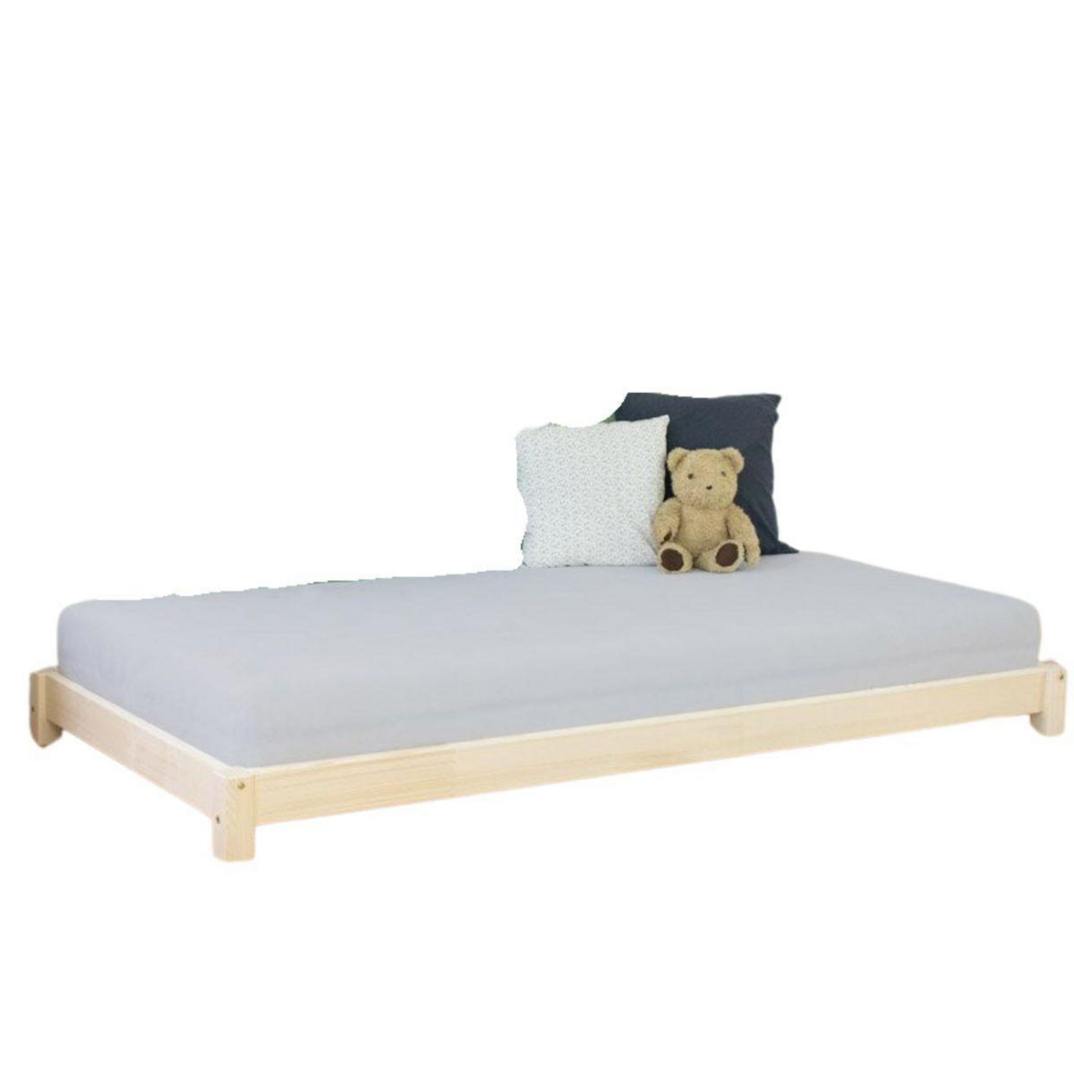 BENLEMI Lit simple en bois TEENY Verni 90x190cm