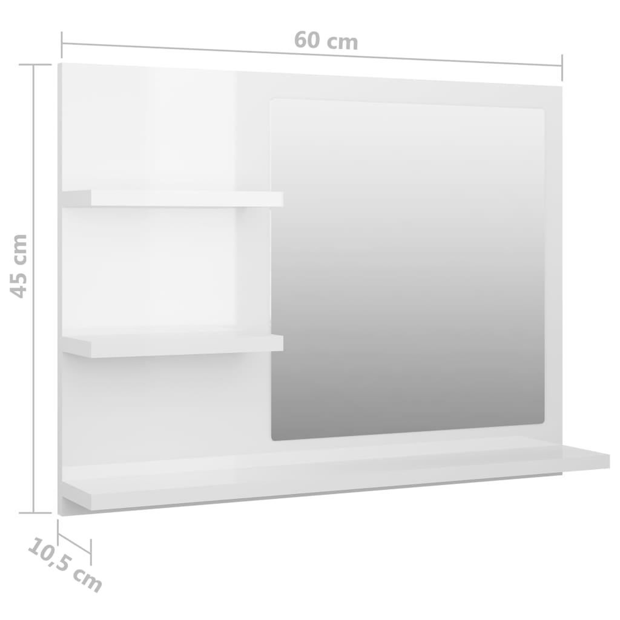 Voir la diapositive 6 : VIDAXL Miroir de salle de bain blanc brillant bois d'ingenierie