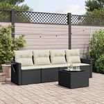 VIDAXL Salon de jardin 5 pcs avec coussins noir resine tressee