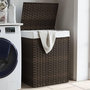 Voir la diapositive 1 : VIDAXL Panier a linge avec couvercle marron fonce resine tressee