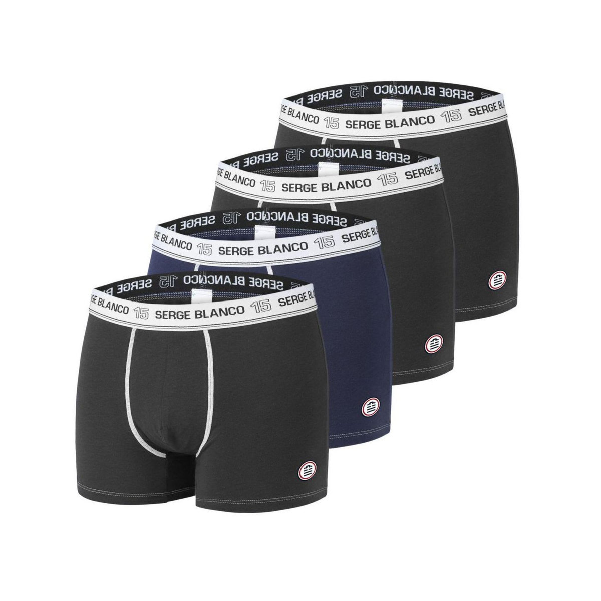 SERGE BLANCO Lot de 4 Boxers coton homme avec surpiqûres Class