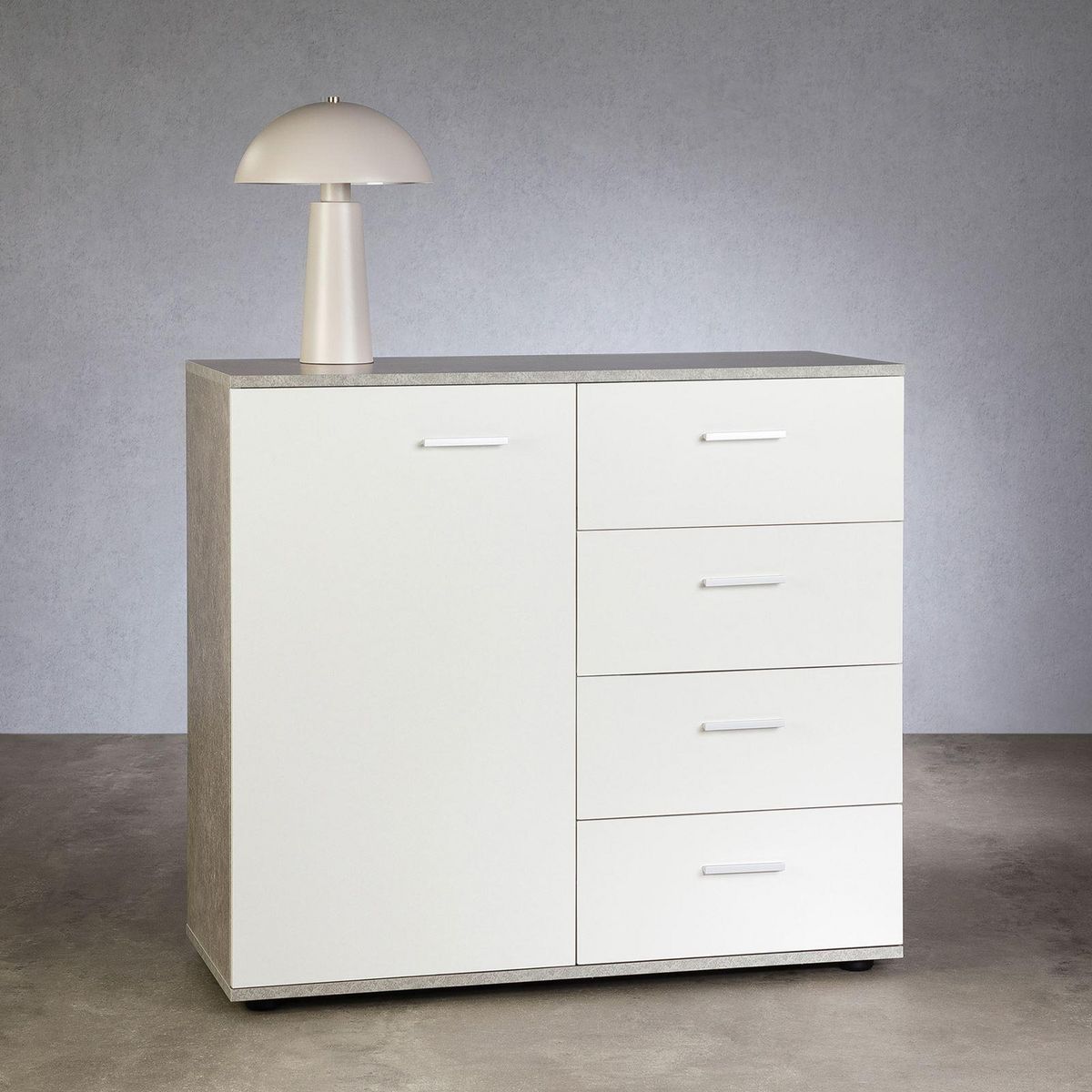 IDIMEX Buffet CHICAGO avec 4 tiroirs et 1 porte, en mélaminé