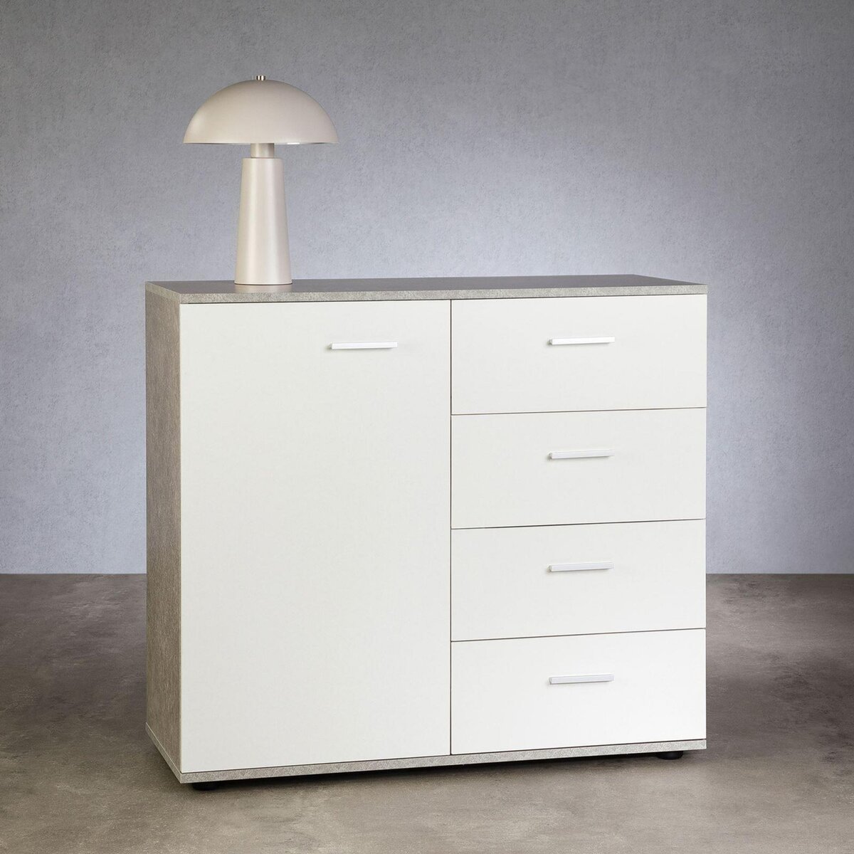 IDIMEX Buffet CHICAGO avec 4 tiroirs et 1 porte, en mélaminé