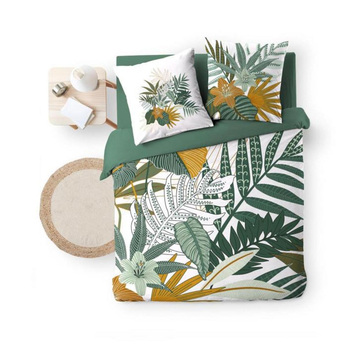 Paris Prix Parure de Lit 3 Pièces  Florida  240x220cm Vert